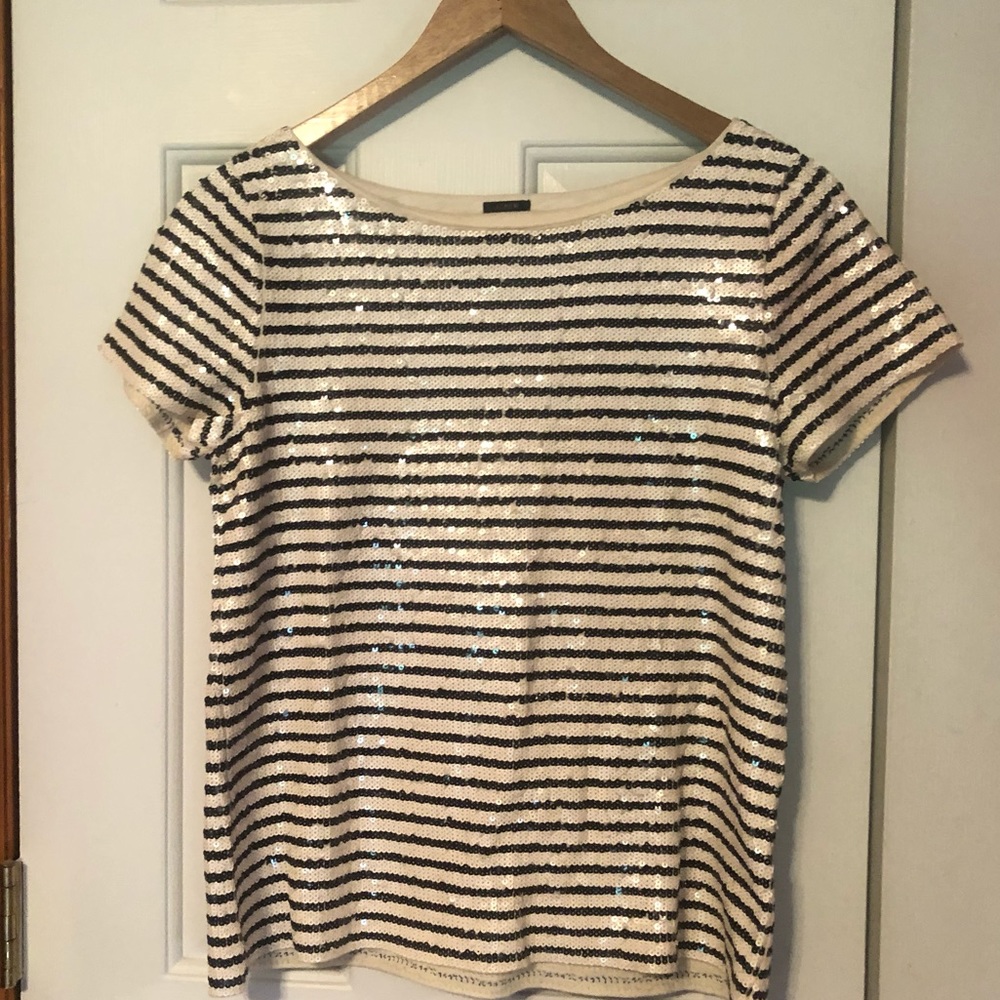 J. Crew Sequin Striped Blouse